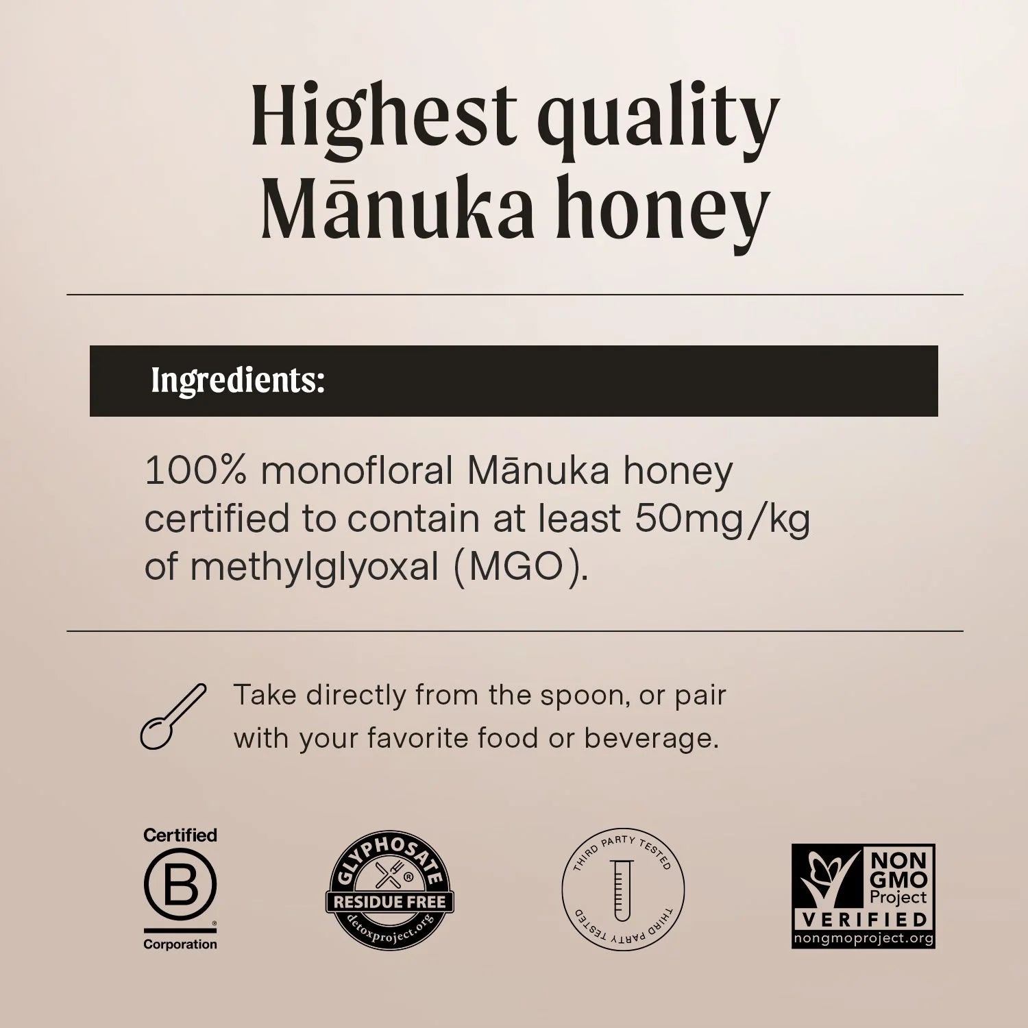 Raw Manuka Honey MGO 50+, Non-Gmo, Certified UMF & MGO, 100% Pure New Zealand Honey, 8.8Oz (250G) Jar
