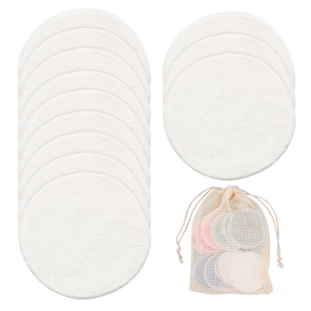 Reusable Bamboo Makeup Remover Pads Cotton 12Pcs/Pack Microfiber Washable Rounds Cleansing Facial Tools Make up Removal Pad