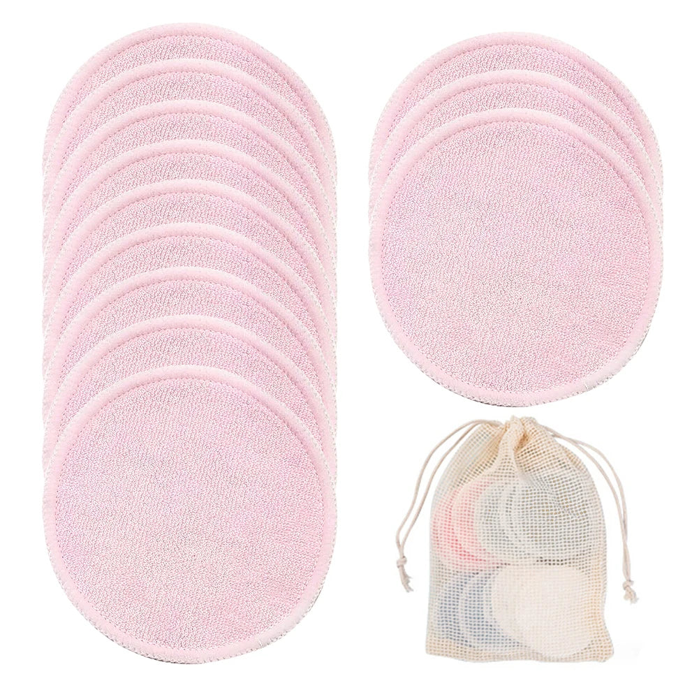 Reusable Bamboo Makeup Remover Pads Cotton 12Pcs/Pack Microfiber Washable Rounds Cleansing Facial Tools Make up Removal Pad