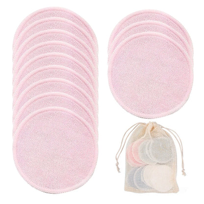 Reusable Bamboo Makeup Remover Pads Cotton 12Pcs/Pack Microfiber Washable Rounds Cleansing Facial Tools Make up Removal Pad