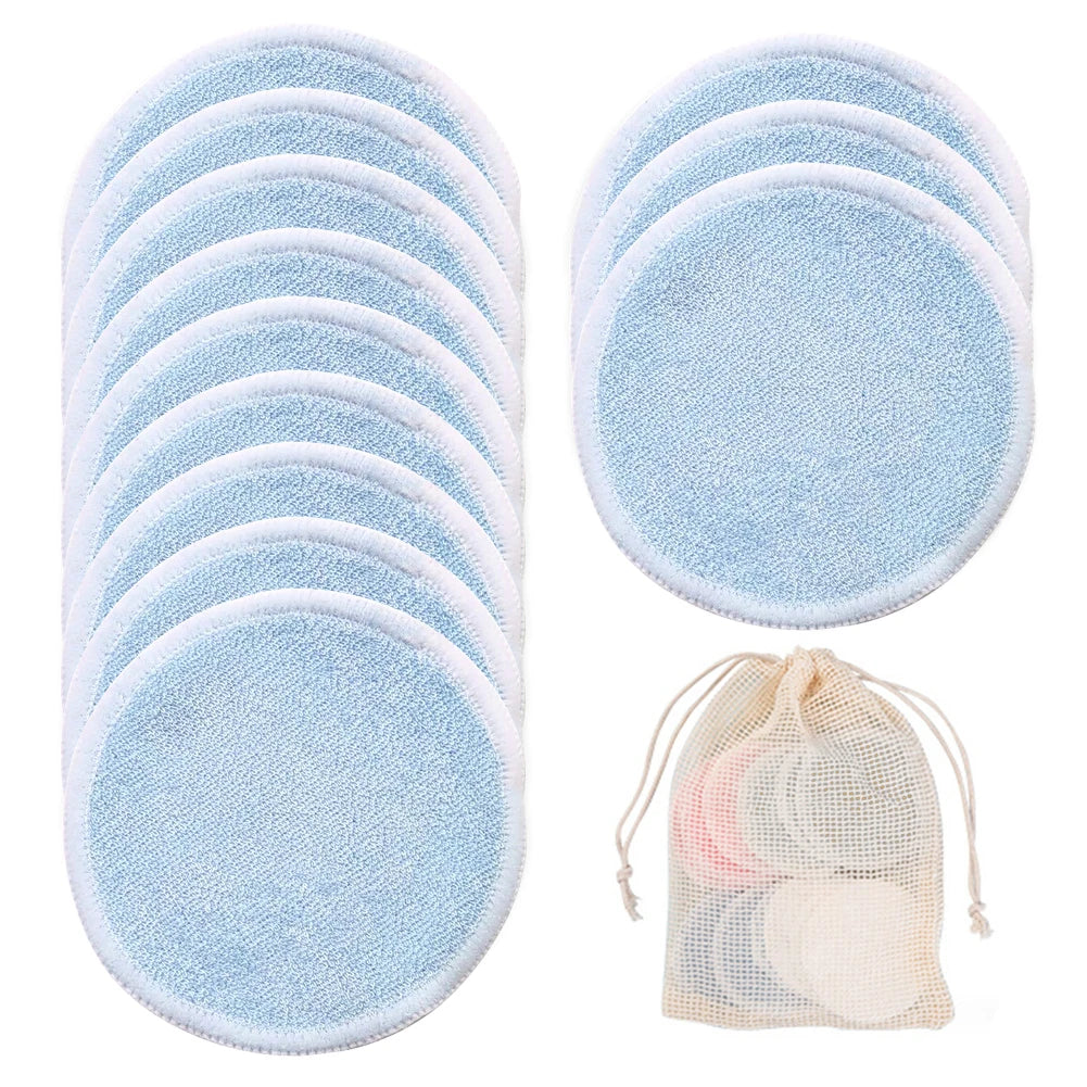 Reusable Bamboo Makeup Remover Pads Cotton 12Pcs/Pack Microfiber Washable Rounds Cleansing Facial Tools Make up Removal Pad