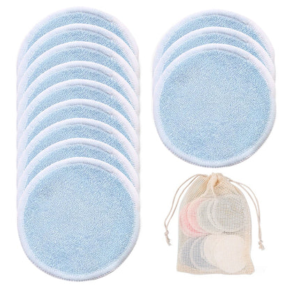 Reusable Bamboo Makeup Remover Pads Cotton 12Pcs/Pack Microfiber Washable Rounds Cleansing Facial Tools Make up Removal Pad