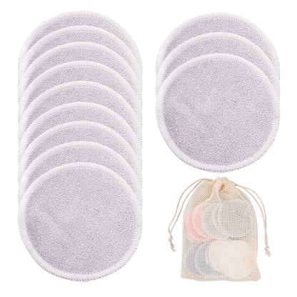 Reusable Bamboo Makeup Remover Pads Cotton 12Pcs/Pack Microfiber Washable Rounds Cleansing Facial Tools Make up Removal Pad