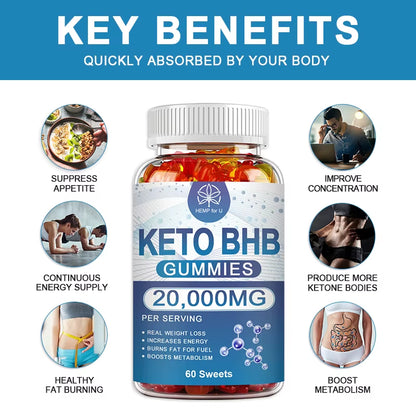 Keto Gummies for Energy, Digestion, Weight Management, and Overall Health -60 Vegetarian Gummies